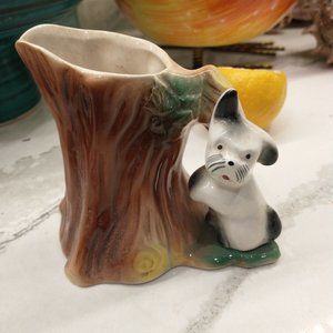 Vintage Eastgate Pottery Dog and Stump Vase